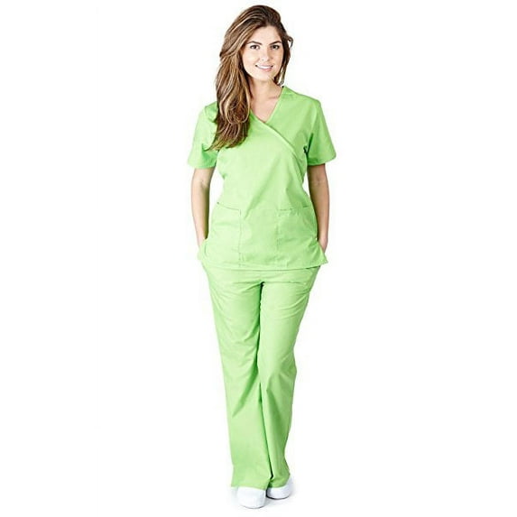Natural Uniforms Women's Mock Wrap Tie Back Scrub Set, Style MM001