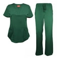 thumbnail image 1 of Natural Uniforms Women's Ultra Soft Stretch Drop-Neck 2 Pocket Scrub Top and Pants 82009200N (Hunter Green, Medium), 1 of 7