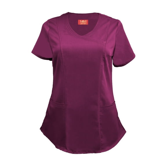 Natural Uniforms Women's Ultra Soft Stretch Mock Wrap Scrub Top 82011 (Burgundy, XX-Large)