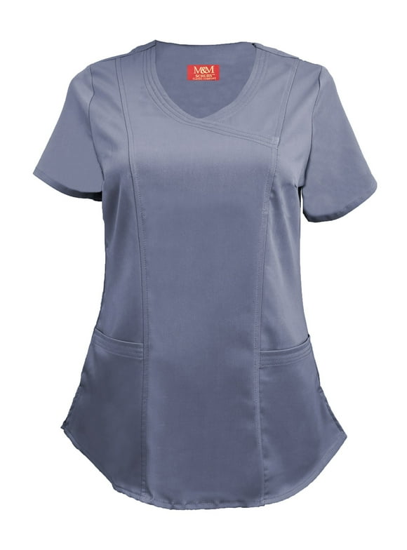 Natural Uniforms Women's Ultra Soft Stretch Mock Wrap Scrub Top 82011 (Charcoal, XXX-Large)
