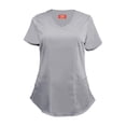 thumbnail image 1 of Natural Uniforms Women's Ultra Soft Stretch Mock Wrap Scrub Top 82011 (Grey, X-Small), 1 of 7