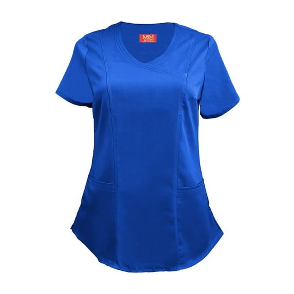 Natural Uniforms Women's Ultra Soft Stretch Mock Wrap Scrub Top 82011 (True Royal Blue, Medium)