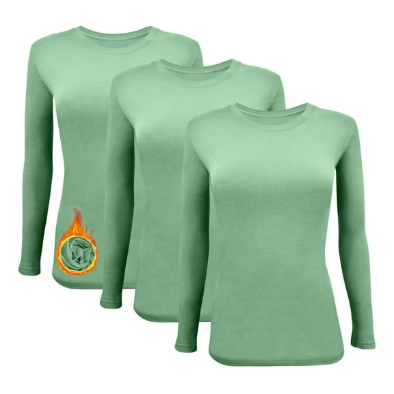 Natural Uniforms Women's Under Scrub Tee Crew Neck Long Sleeve T-Shirt Pack of 3 (Meadow Green, Small)