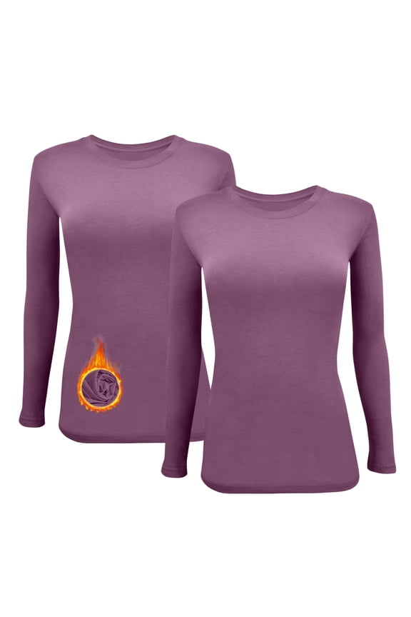 Women's Underscrub Tee Crew Neck Long Sleeve T-Shirt Pack of 2 (Argyle Purple, XX-Small)