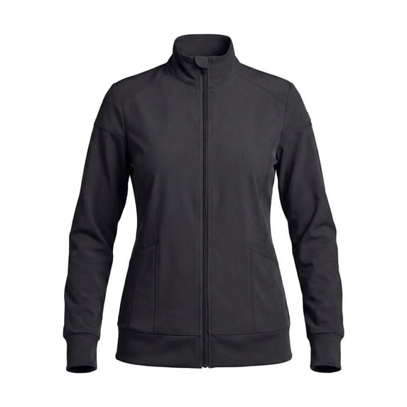 Natural Uniforms Women’s Zip-Front Warm-Up Jacket – 4-Way Stretch, Moisture-Wicking, Contemporary Fit–Medical Scrubs Jacket (Black, X-Large)