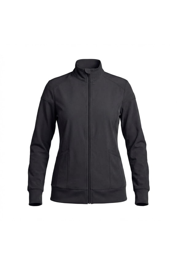 Women’s Zip-Front Warm-Up Jacket – 4-Way Stretch, Moisture-Wicking, Contemporary Fit–Medical Scrubs Jacket (Black, X-Large)