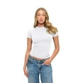 thumbnail image 1 of Natural Uniforms Womens Buttery Soft, Super Stretch Y2K Long Sleeve Baby Tee Crop Top (White, X-Small), 1 of 6