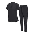 thumbnail image 1 of Natural Uniforms Womens Cool Stretch Modern Tuck-In Top Yoga Jogger Scrub Set with Regular and Petite Sizes (Black, Small), 1 of 6