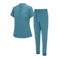 thumbnail image 1 of Natural Uniforms Womens Cool Stretch Modern Tuck-In Top Yoga Jogger Scrub Set with Regular and Petite Sizes (Teal, Small), 1 of 6