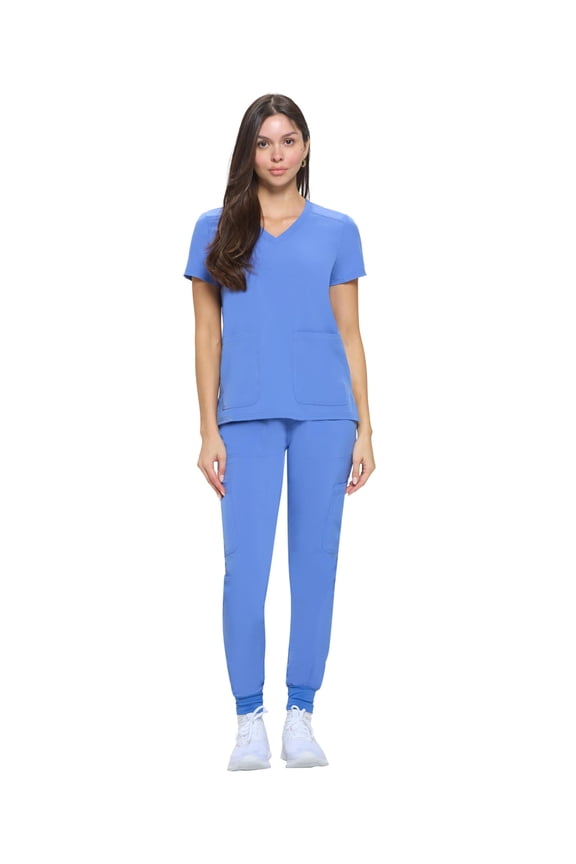 Womens Essential Cool Stretch Jogger Scrub Set (Medium, Ceil Blue)