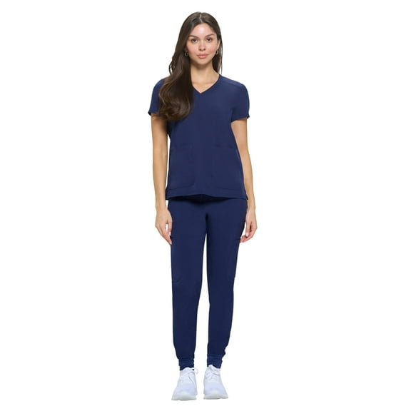 Natural Uniforms Womens Essential Cool Stretch Jogger Scrub Set (Medium, True Navy Blue)