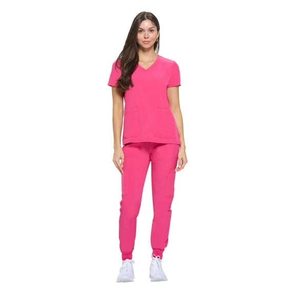 Natural Uniforms Womens Essential Cool Stretch Jogger Scrub Set (X-Large, Hot Pink)