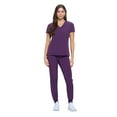 thumbnail image 1 of Natural Uniforms Womens Essential Cool Stretch Jogger Scrub Set (X-Small, Eggplant), 1 of 6