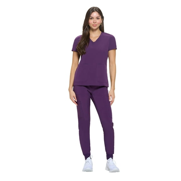 Natural Uniforms Womens Essential Cool Stretch Jogger Scrub Set (X-Small, Eggplant)