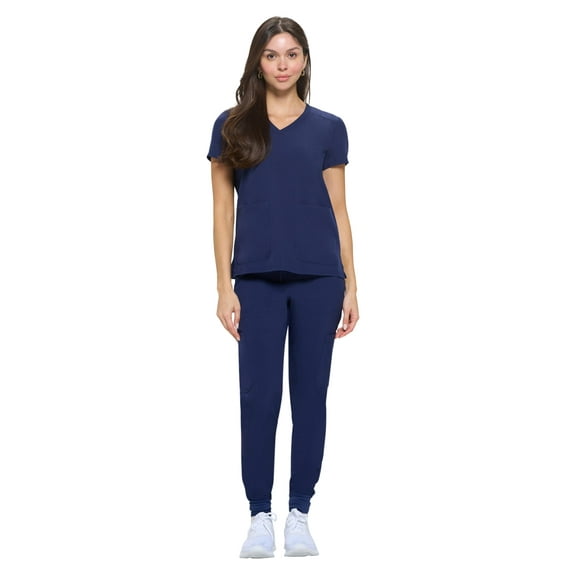 Natural Uniforms Womens Essential Cool Stretch Jogger Scrub Set (X-Small, True Navy Blue)