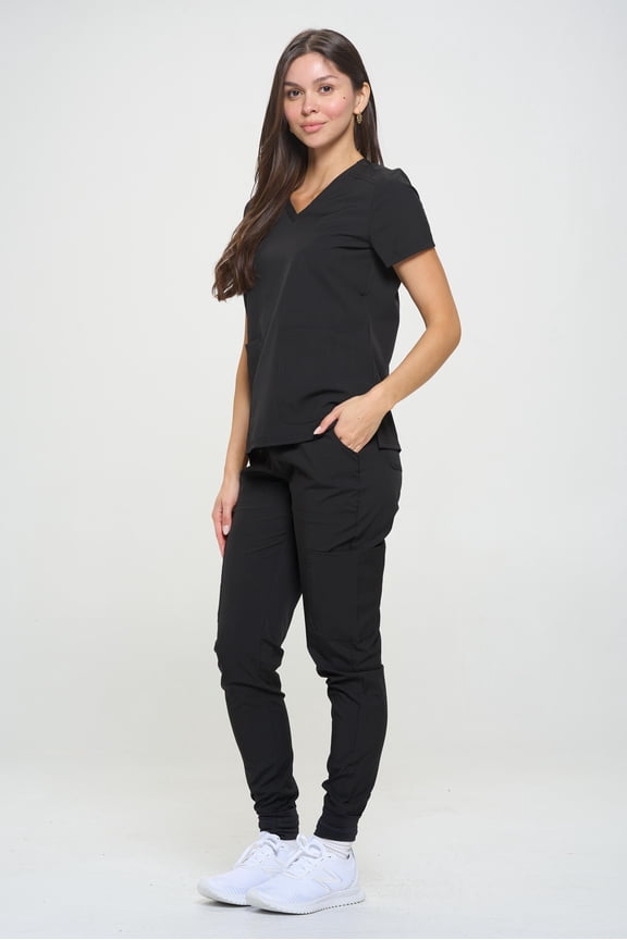 Womens Scrub Set, Stretchy Jogger Scrubs for Women Top and Pants