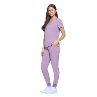 Natural Uniforms Womens Scrub Set, Stretchy Jogger Scrubs for Women Top and Pants
