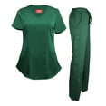 thumbnail image 1 of Natural UniformsWomen's Ultra Soft Stretch Mock Wrap Scrub Top and Pants 82019200NA (Hunter Green, XXX-Large), 1 of 7