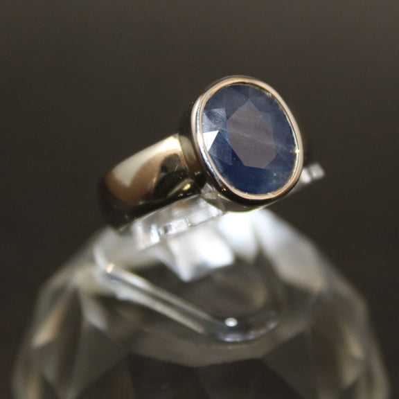 Natural Untreated & Unheated Blue Sapphire African Neelam Oval Cut Blue Sapphire Ring in Handmade Sterling Silver 925 for Men and Women