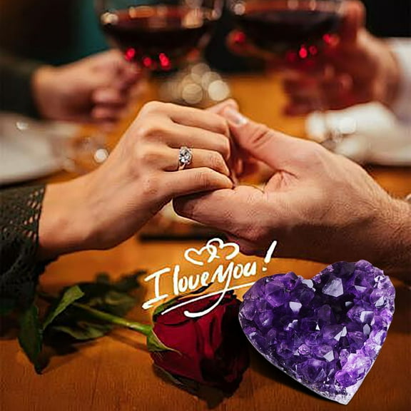 Natural Uruguay Amethyst Crystal Cluster Heart Shaped Raw Stone Specimen, Genuine Purple Quartz Geode Display Piece for Home Decor, Crystal Collection, Meditation Space & Gift