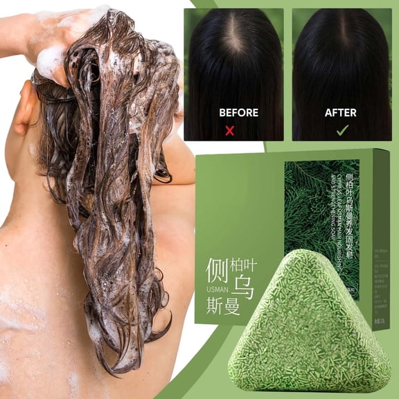 Natural Usman Grass Shampoo Bar 120g,Plant-Based Solid Shampoo for Gentle Cleansing and Nourishing, Strengthens Hair, Creates Rich Foam, Travel-Friendly and Long-Lasting for All Hair Types