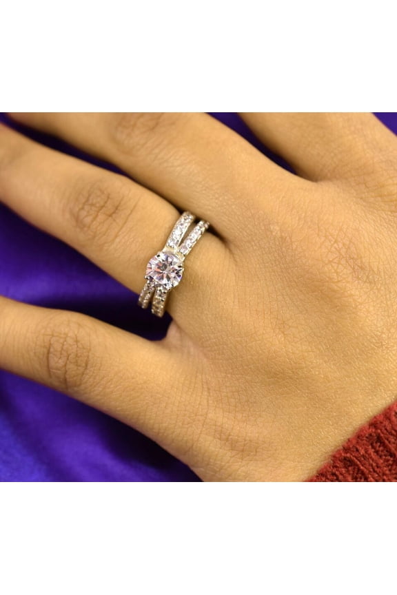 Natural VVS Diamond 1.00 Ct Wedding Ring 4K Solid White Gold Rings Size 7