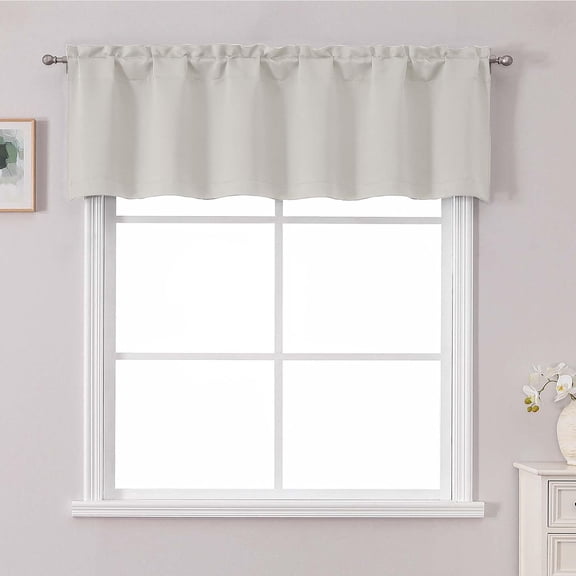 Natural Valance for Window, Blackout Small Kitchen Curtain for Bedroom/Living Room, Rod Pocket Privacy Short Window Treatment Valance RV Bunk Panels, 60" Wx14 L