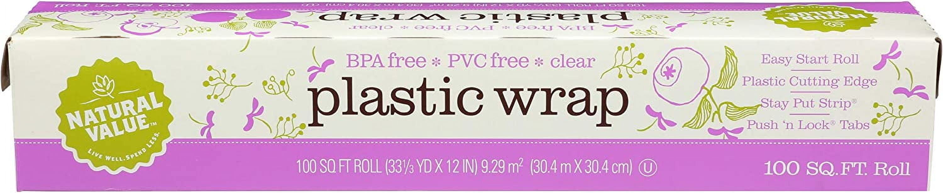 Natural Value Clear Plastic Wrap, 100 ft