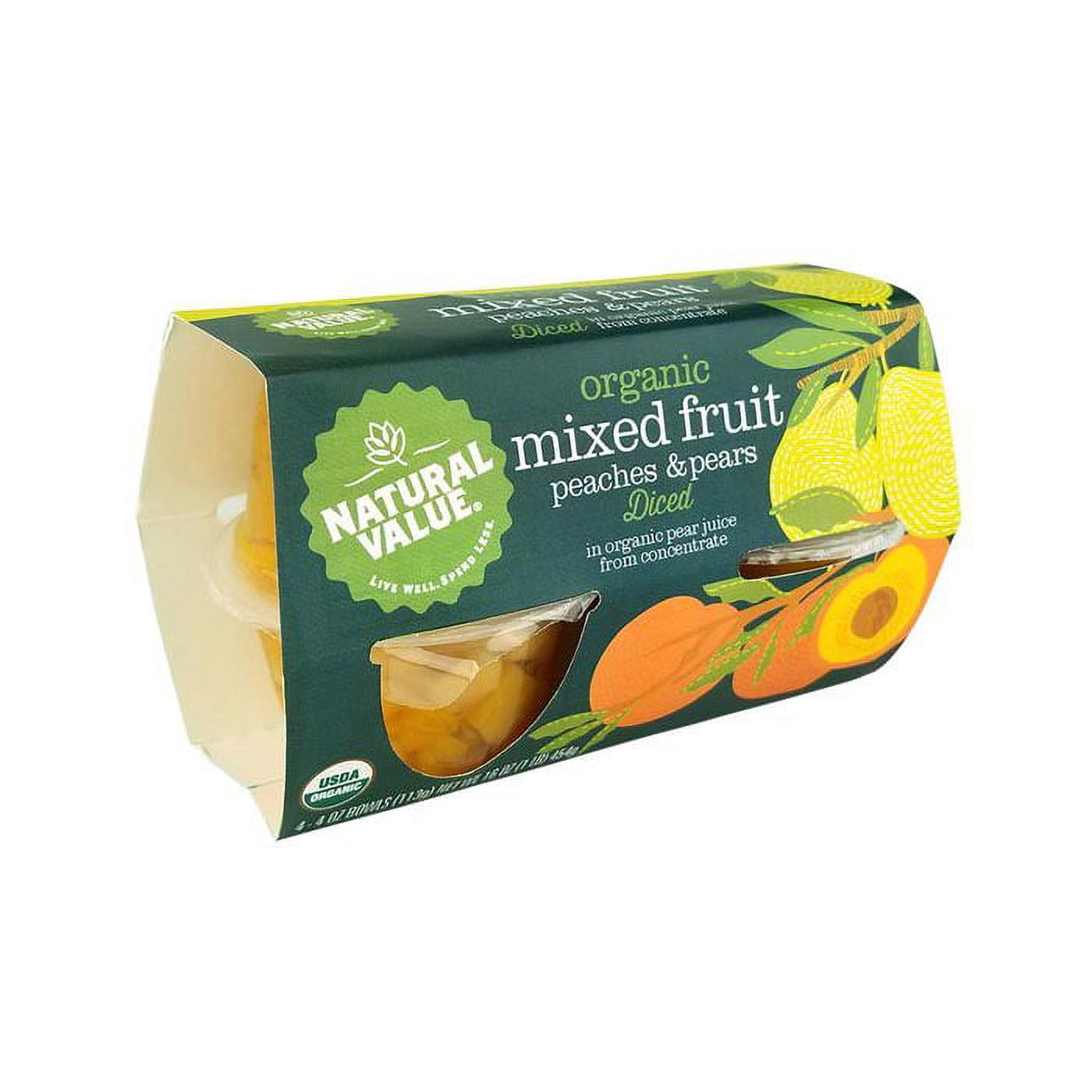 Natural Value Organic Diced Fruit Cups, 4Pack Multiple Choices