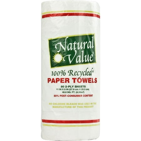 Natural Value Paper Towels, Full Sheet, White, 1 Roll