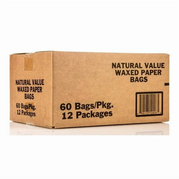 Natural Value Waxed Paper Bags, Unbleached - 12 x 60 ct