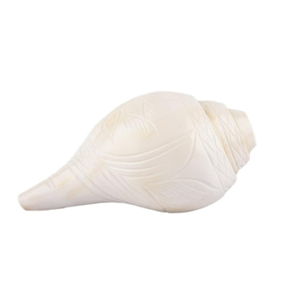 Natural Vamavarti Designed Loud Blowing Shankh Conch for pooja original, First Quality, Engraved Large,300 Grams, 14+(5.5 inch) in Length - White. By Indian Collectible