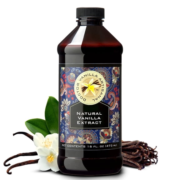 Natural Vanilla Extract, Madagascar Bourbon, 16 fl o, GMO-Free, Sugar-Free