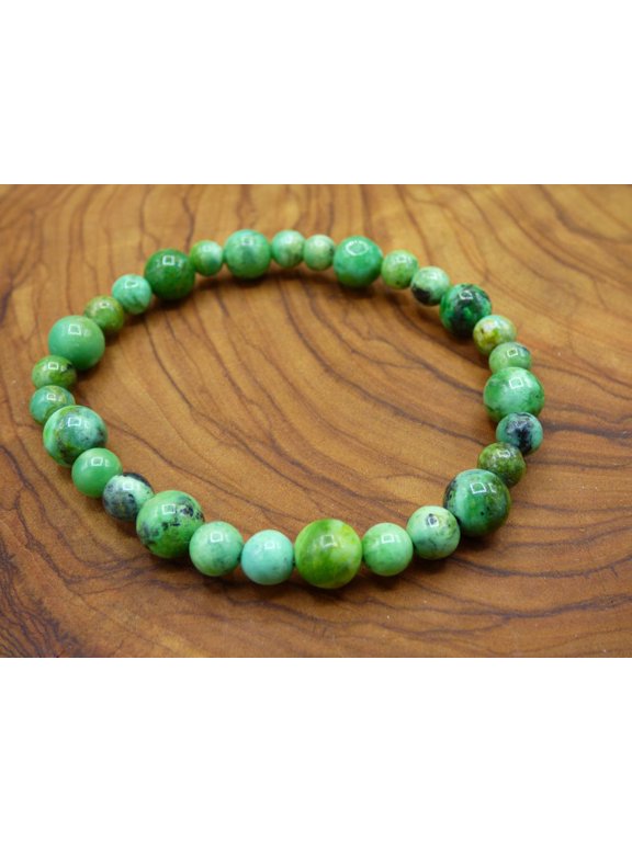 Natural Variscite 6-8mm Round Shape Smooth Cut Beads Stretchable Bracelet for Men & Women.