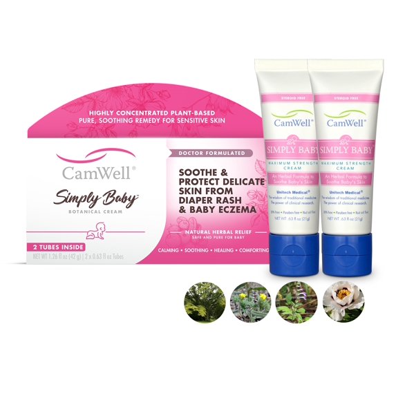 Natural, Vegan, Steroid-free CamWell for Baby Sensitive Skin Care (pack of 2 tubes)