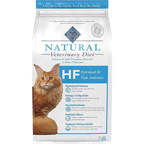 Natural Veterinary Diet HF Hydrolyzed Intolerance, Salmon, Dry Cat Food, 7 lbs.