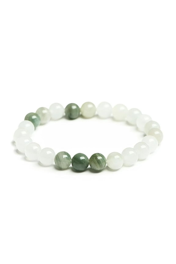 Natural Vintage Iced Jade Bracelets - Ethnic Style Bracelets for Men and Women - Elegant and Stylish Handmade Bracelet - Healing Properties of Crystals and Healing Stones - 8mm