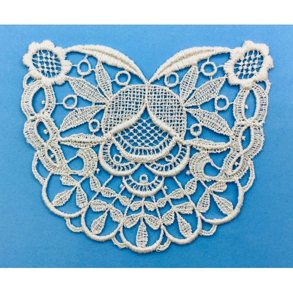Natural Vintage Venice Lace Applique (4-1/4" X 3-1/2" High) - 3 Pieces