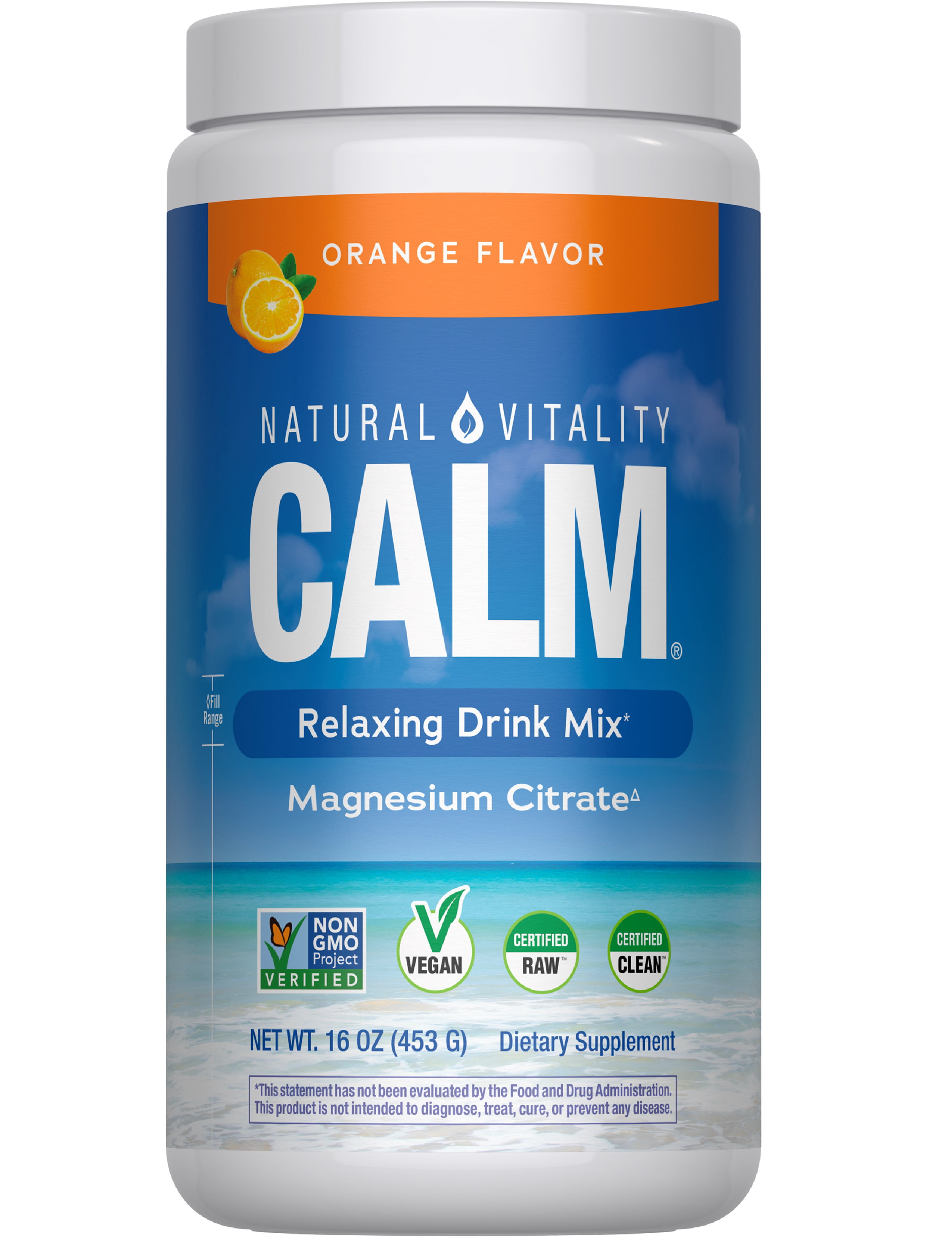 Natural Vitality Calm Magnesium Drink Mix Supplement, Orange, Mind