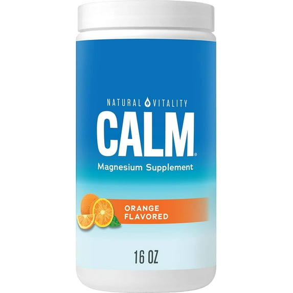 CALM Magnesium Powder | Orange Flavor | 16 Ounces | by Natural Vitality