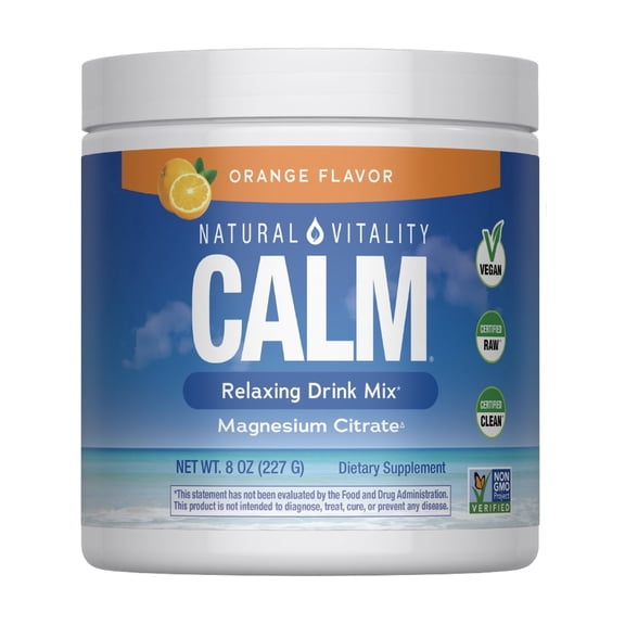 CALM Magnesium Powder | Orange Flavor | 8 Ounces | Relaxing Drink Mix | by Natural Vitality