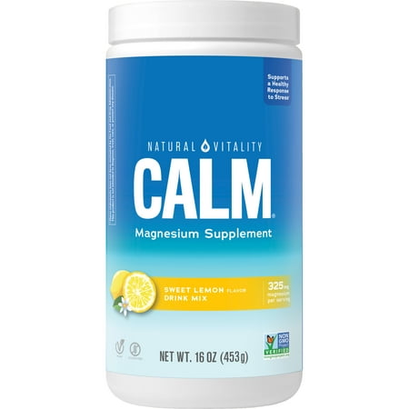Natural Vitality CALM, Magnesium Powder For Stress Relief, Sweet Lemon, 16 Ounces