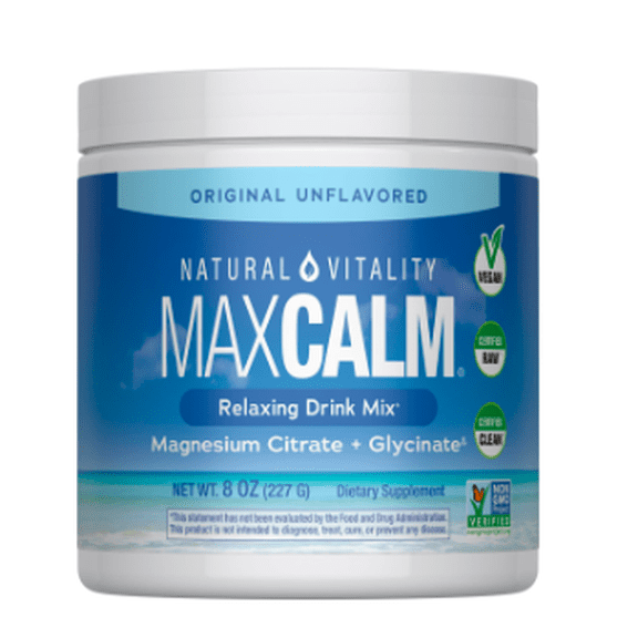 MAXCALM Magnesium Powder Supplement | Unflavored | 8 oz | by Natural Vitality