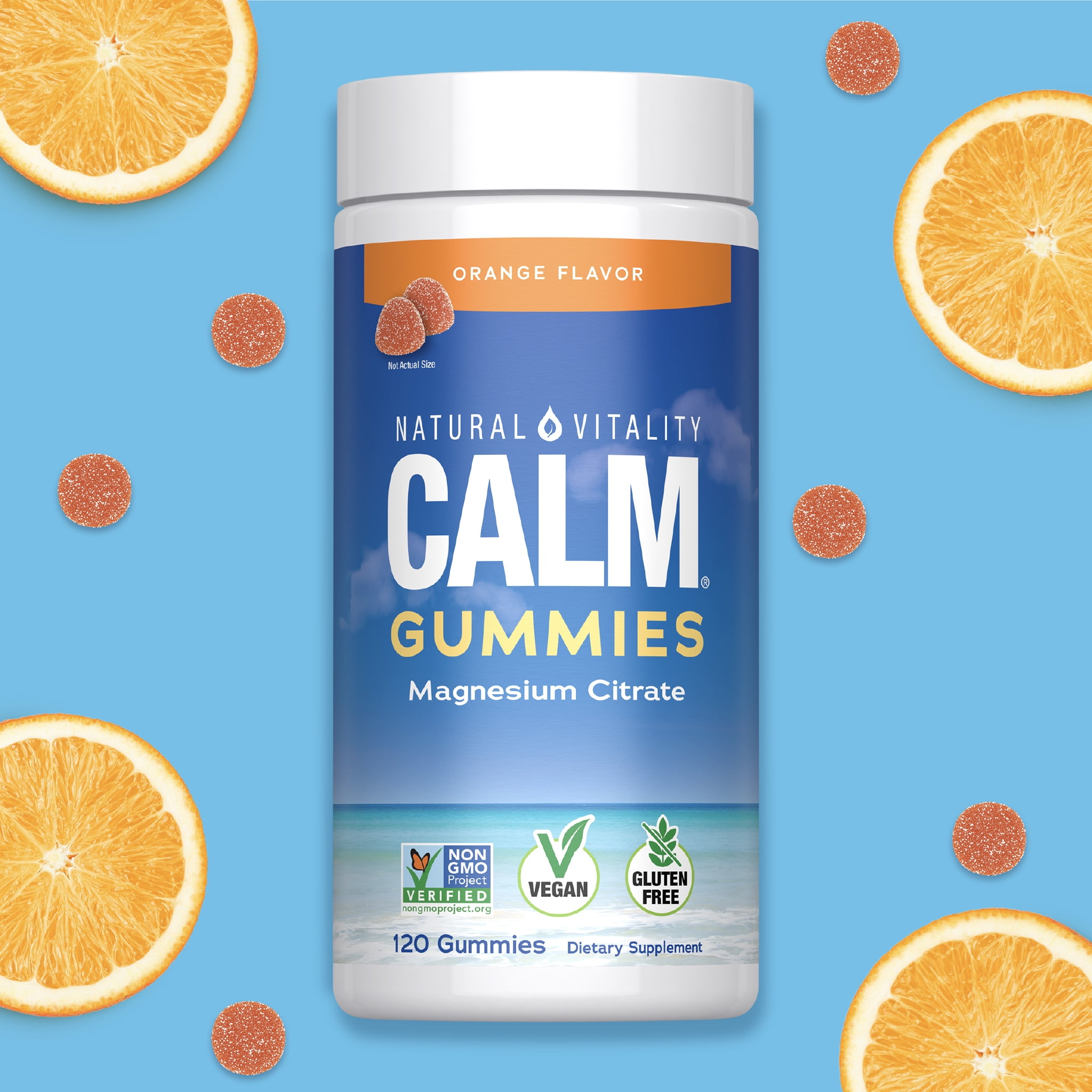 CALM Magnesium Supplement | Orange Flavored Gummies | 120 Count | by Natural Vitality