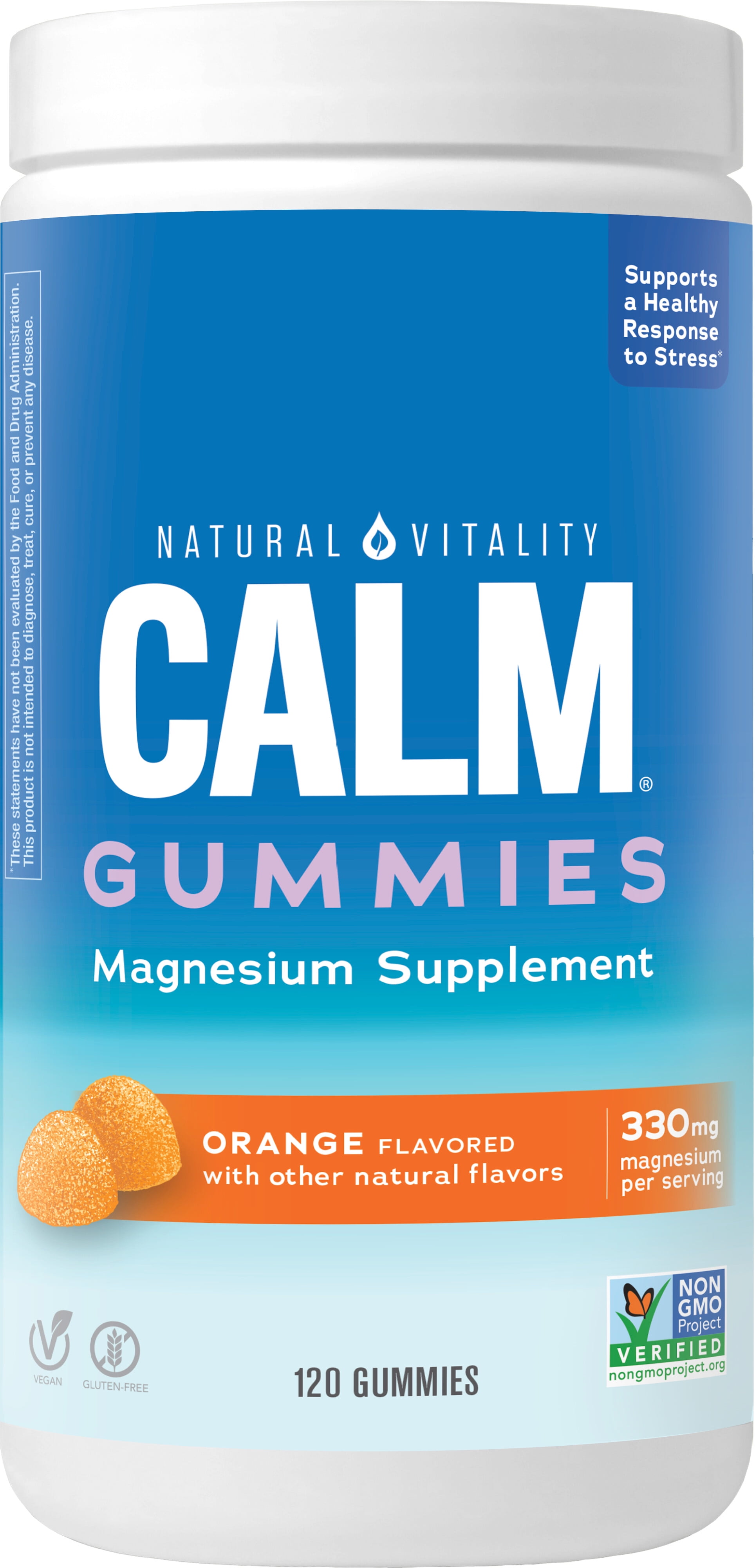 Natural Vitality CALM Orange Flavored Gummies Magnesium Supplement, 120 Count