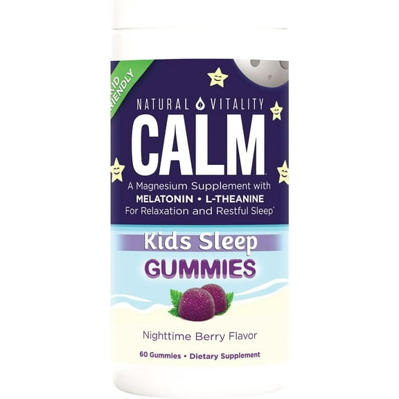 Calm Kids Sleep Gummies | 60 Berry Flavored Gummies | by Natural Vitality