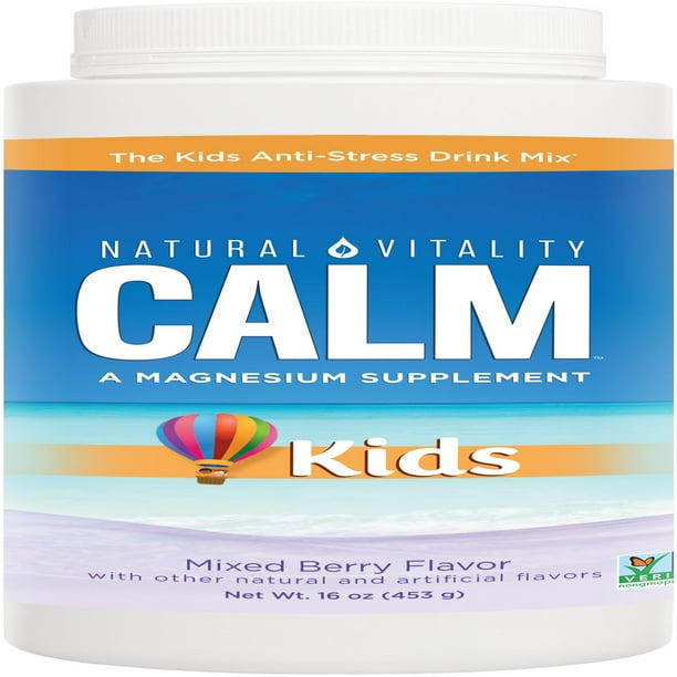 Natural Vitality Calm Kids Magnesium Supplement Powder, Mixed Berry, 16 oz