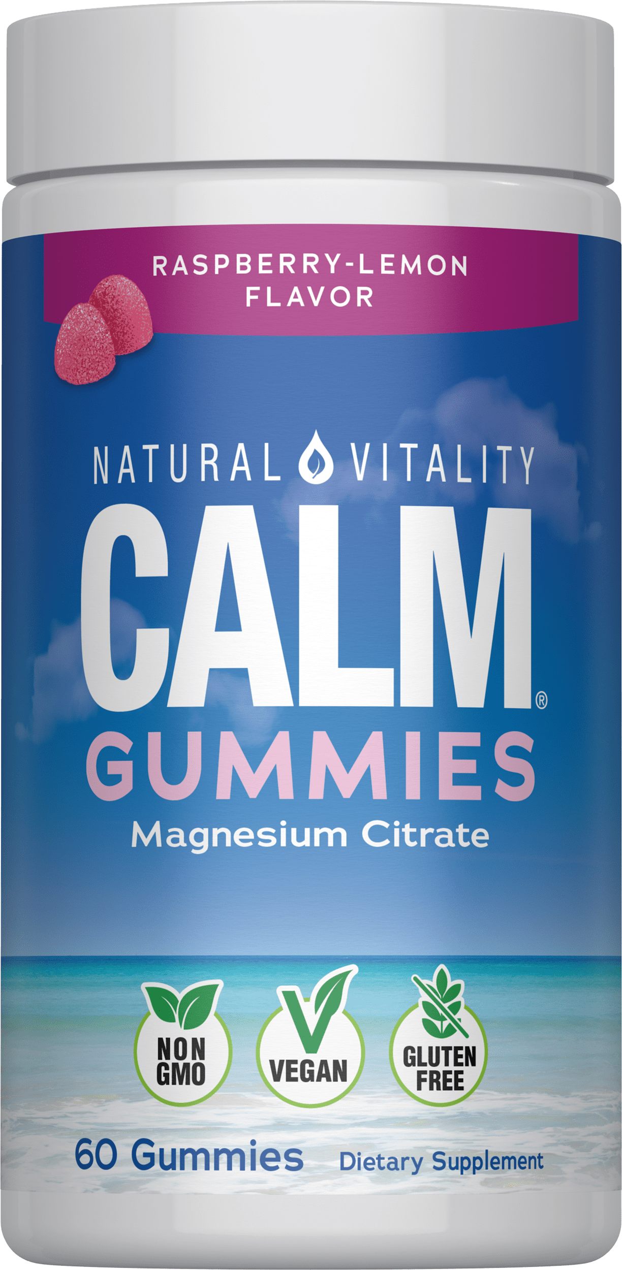 Natural Vitality Calm, Magnesium Citrate Gummies, Raspberry-Lemon, 60 Gummies