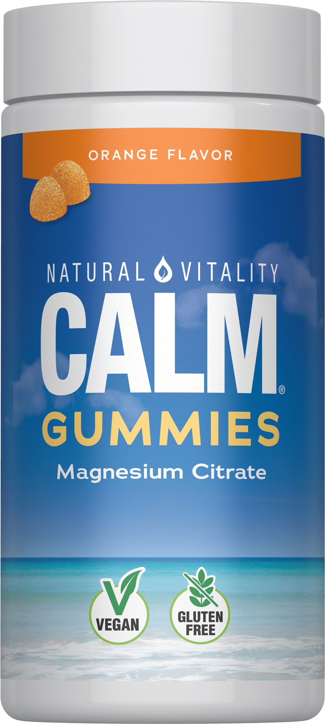 Natural Vitality Calm, Magnesium Citrate Gummies for Stress Relief, Orange , 60 Count