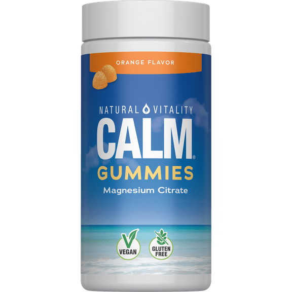Natural Vitality Calm, Magnesium Citrate Gummies for Stress Relief, Orange , 60 Count